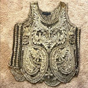 Mesh gold and black see through blouse